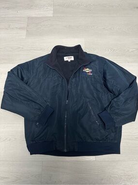 Nascar Navy Blue Bomber Jacket with Embroidered Logo